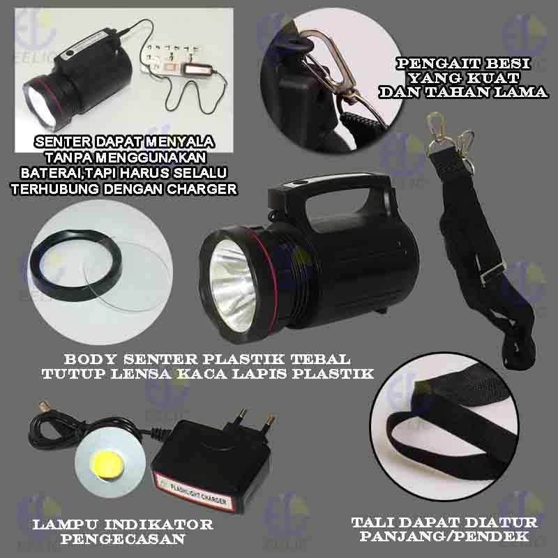 ... EELIC LAS-BL5000 HITAM LAMPU SENTER MULTIFUNGSI LAMPU SENTER EMERGENCY + 4 PCS BATERAI TYPE