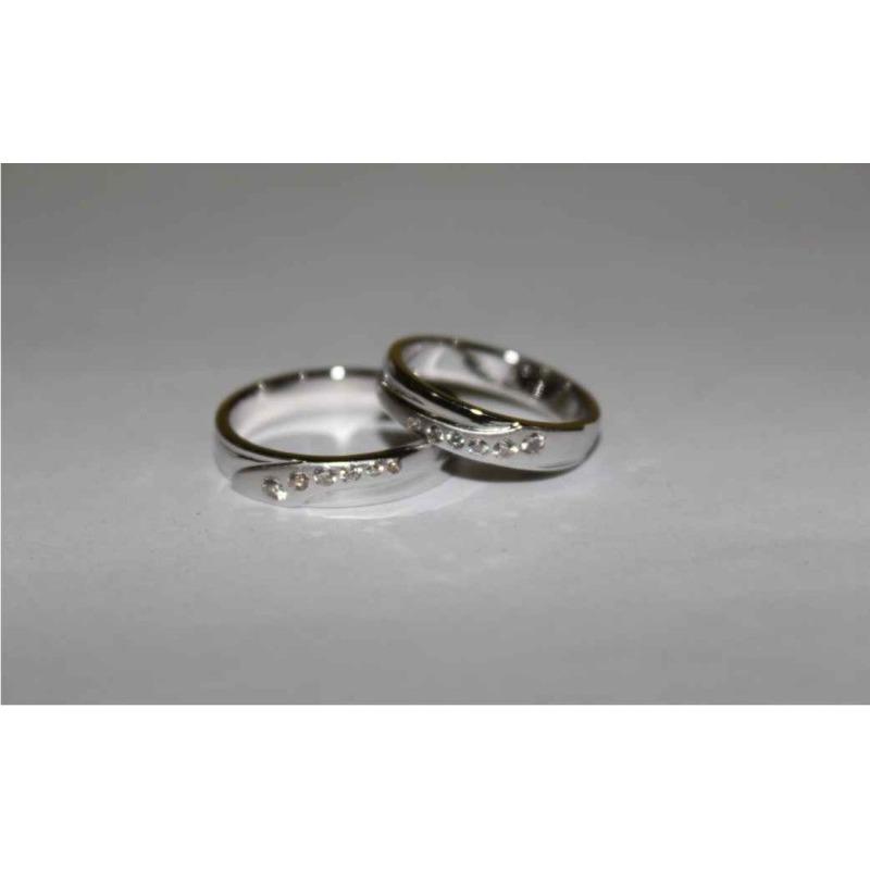 sepasang cincin nikah emas putih 12k AuAg