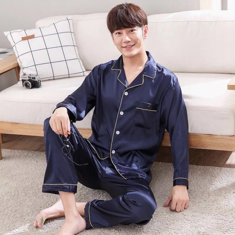 Baju Tidur Piyama Pria Laki Piyama Cowo Satin Bajutidur Male Sleepwear