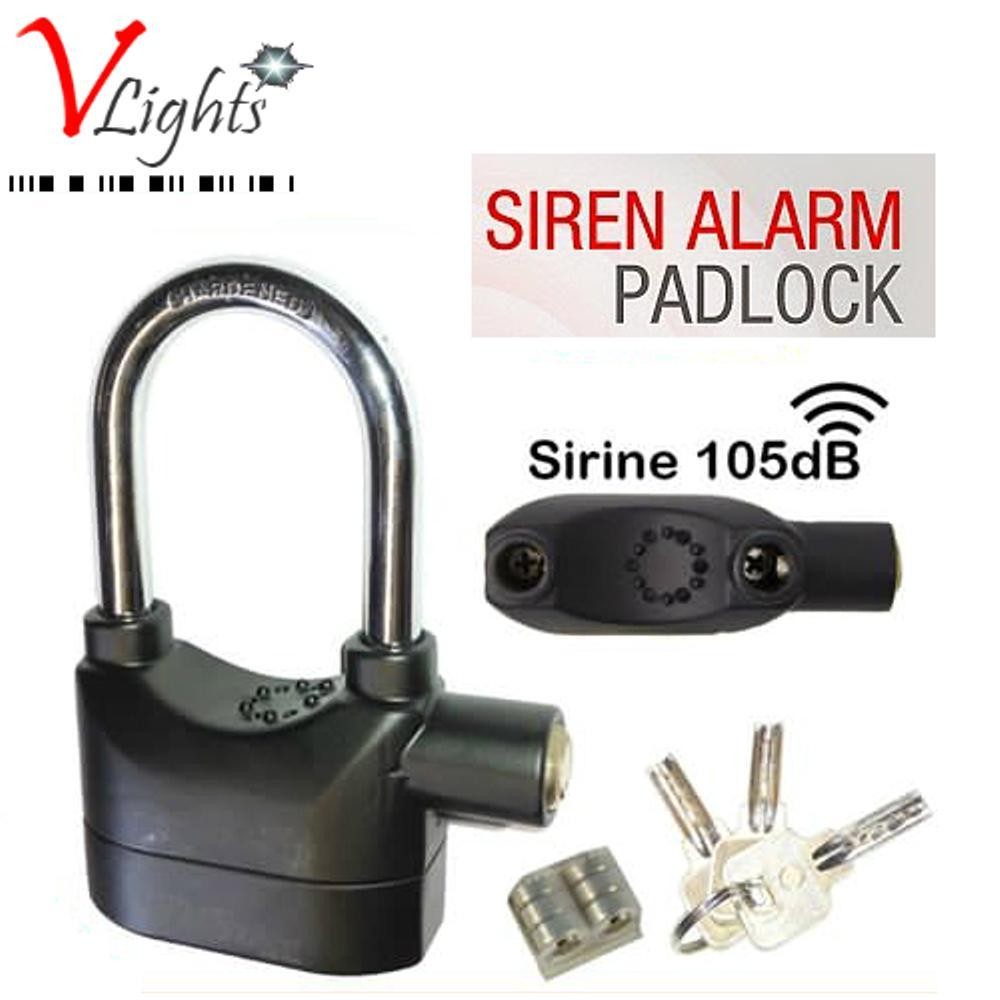 Kinbar Gembok Alarm Anti Maling Untuk Motor Pintu dan Gembok Pagar di lapak V Lights vlights