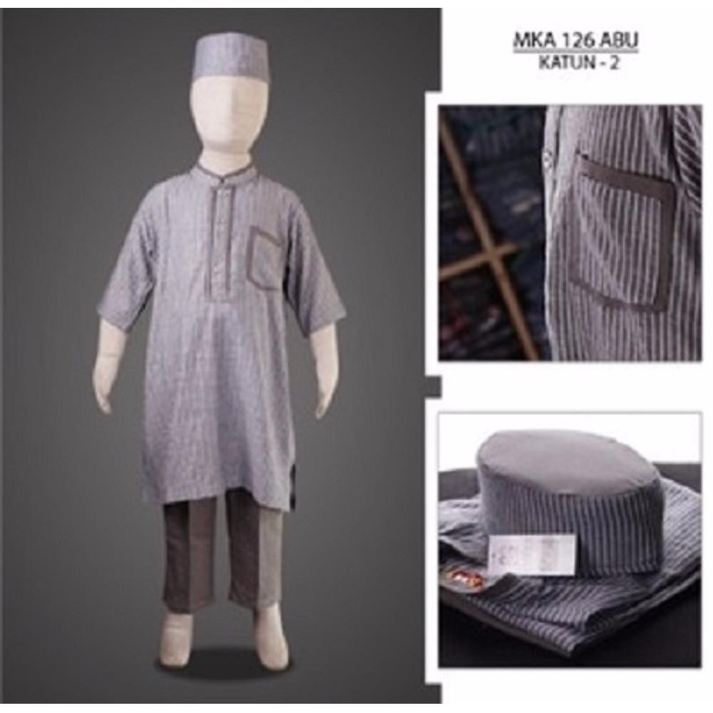 MKA126Abu(8-10tahun) baju koko anak embroidery