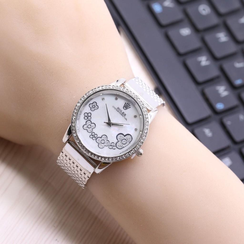 Jam Tangan Wanita / Cewek Murah Rolex Melati Rantai Silver