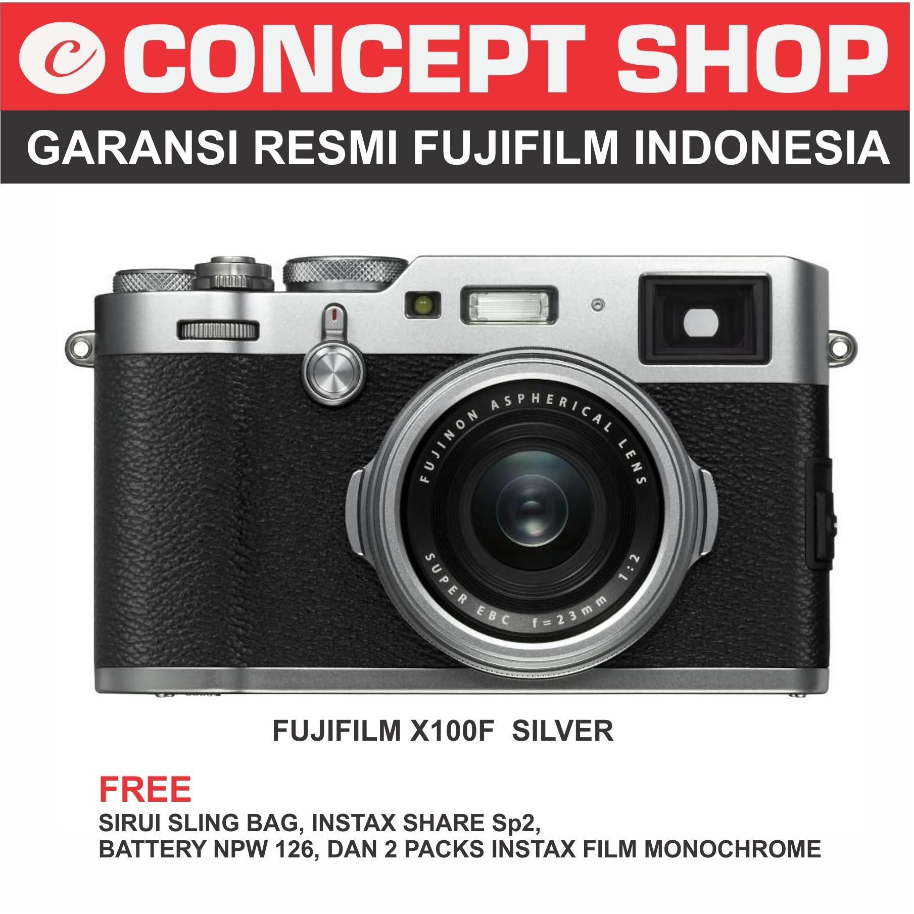 Fujifilm X100F Kamera Mirrorles - Silver + Instax Share SP2 + bonus tas Sirui Slingbag + 2 pcs Instax Paper Monochrome