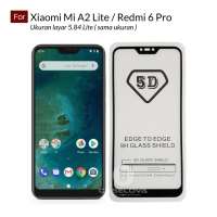 Poluca 5D Full Cover Tempered Glass Xiaomi Mi A2 Lite  Redmi 6 Pro ukuran layar 5.84 inch ( sama ukuran ) Full Lem Anti Pelangi - Black