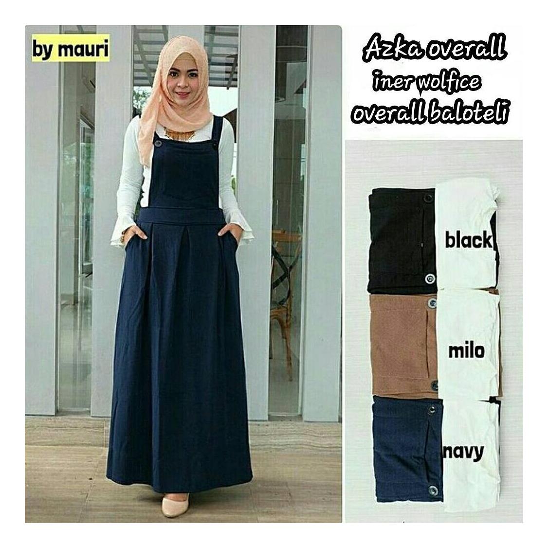 Stelan Jumpsuite “BC AZKA” Baju Panjang Muslim Hijab Moderen Pakaian Trand Baru 2018