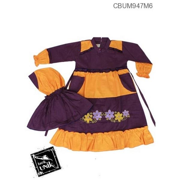 Mila Style - Baju Batik Gamis Anak Zahra Motif Bunga No 5,6 - Multicolor