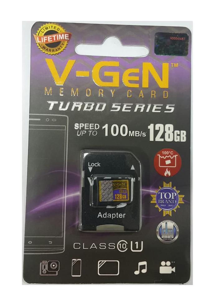 Micro SDXC V-GeN Turbo 128GB + Adapter Class 10 100MB/S - MicroSD VGEN Memory HP