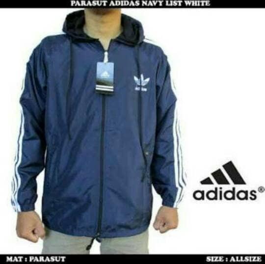 Jaket Parasut Adidas Navy List Putih L