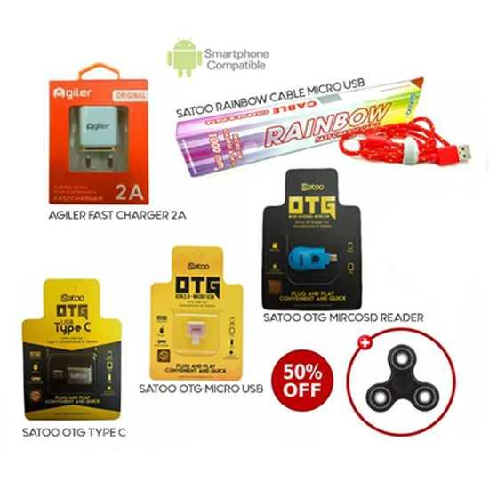 Paket Satoo OTG, Cable dan Agiler Adapter free Fidget Spinner