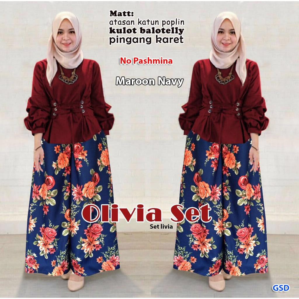 Busana Muslim/Baju Setelan Muslim/Setelan Olivia/Set Livia