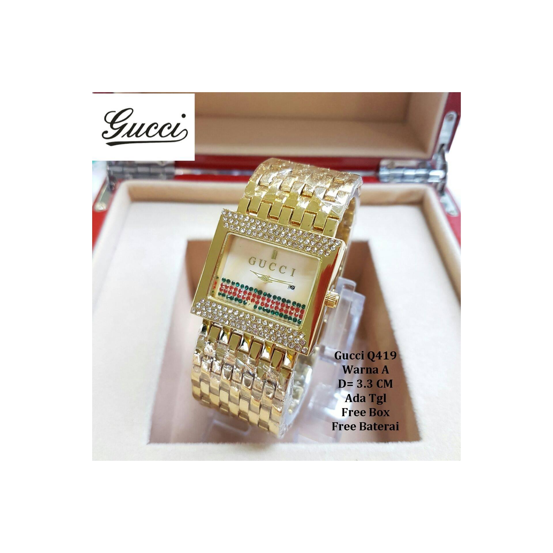 Jam Tangan Wanita / Jam Tangan Murah Gucci Delica Full Gold + Box