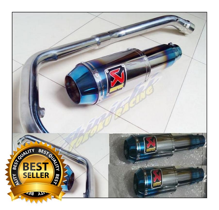 Knalpot Racing akrapovic gp m1 blue fullsyestem untuk motor Vixion (old/nva/nvl)xabre/byson/R15/cb150r (old/new)cbr150r/k45/tahilan/tiger/megapro/verza/pulsar200ns/mx king/mx (old/new)sonic 150r/satria fu/supra125 dll