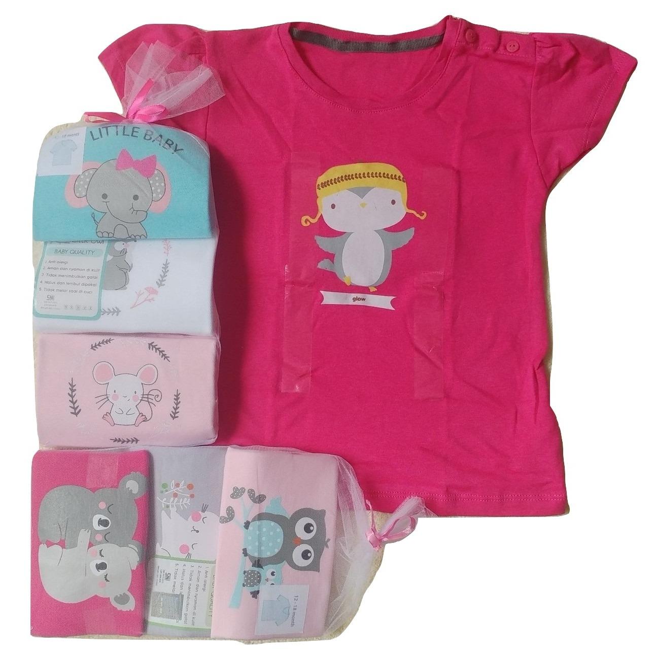 Jelova Angela 3pc Kaos Oblong Fashion GIRLS Baby Bayi 1-2 Years - Mixmotif Random