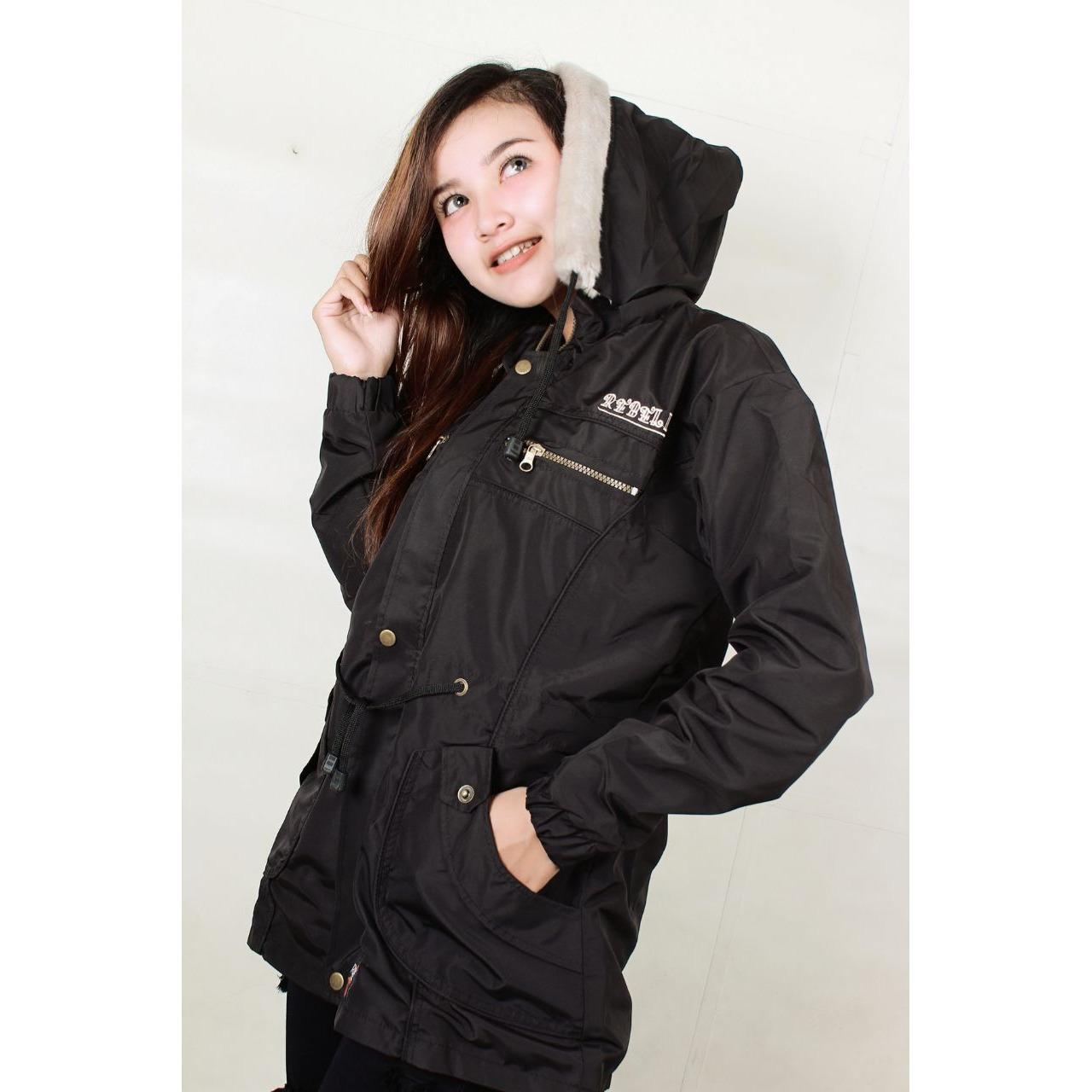 Blues Clothing - Jaket Parka Parasut Wanita Best Seller - Hitam
