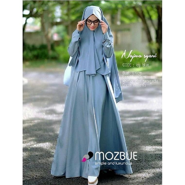 Baju Muslim Original Gamis Nazwa Syari Dress Baju Panjang Muslim Casual Wanita Pakaian Hijab Modern Modis Trendy Terbaru 2018