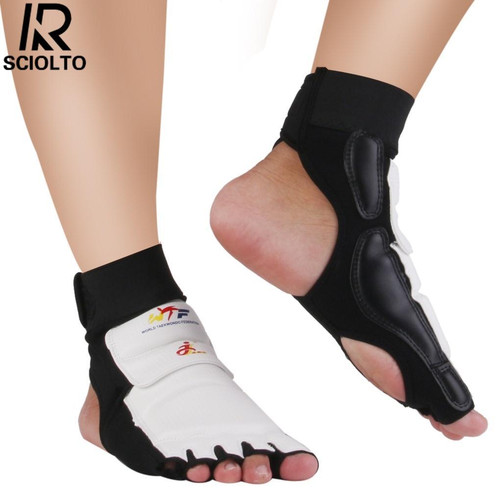 Detail Gambar Sciolto Olahraga Pasang Kain Kulit Taekwondo MMA Karate Kaki Pelindung Bantalan Perdebatan Perlengkapan Putih-Internasional Terbaru