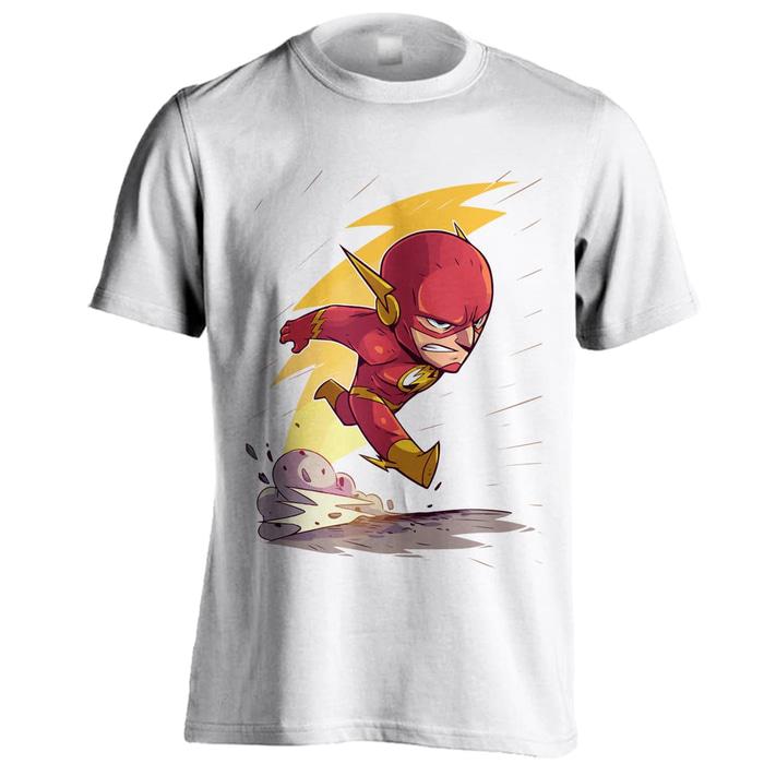 Kaos Distro Super Hero Chibi Flash Putih Big Size XXXL