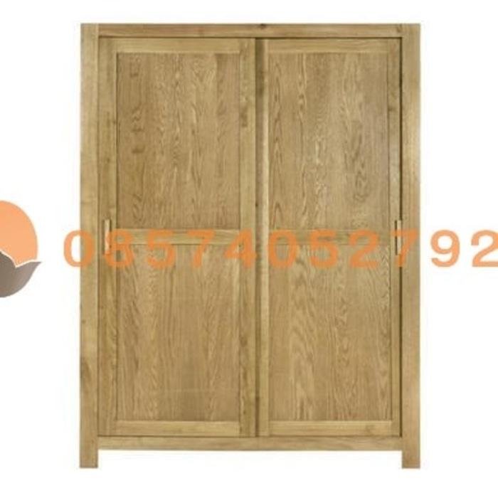 Lemari Pakaian Sliding Pacific Jati Minimalis 2 Pintu Natural Wood