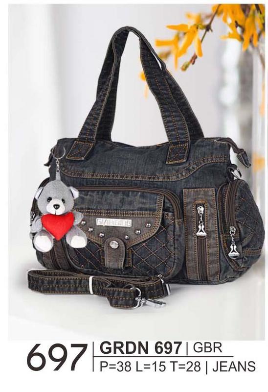 Giardino GRDN 697 tas dewasa handbag/bisa selempang wanita - bahan jeans - p=38 l=15 t=28 - cantik dan menarik (blue black)