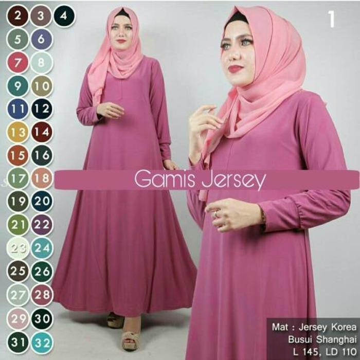 Gamis Jersey Oki Rampel Polos baju gamis syari