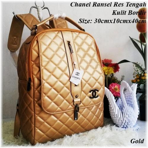 Best Seller!! Ransel Channel Res Tengah - Super (kulit bordir lembut bukan yg kasar seperti di pasaran)