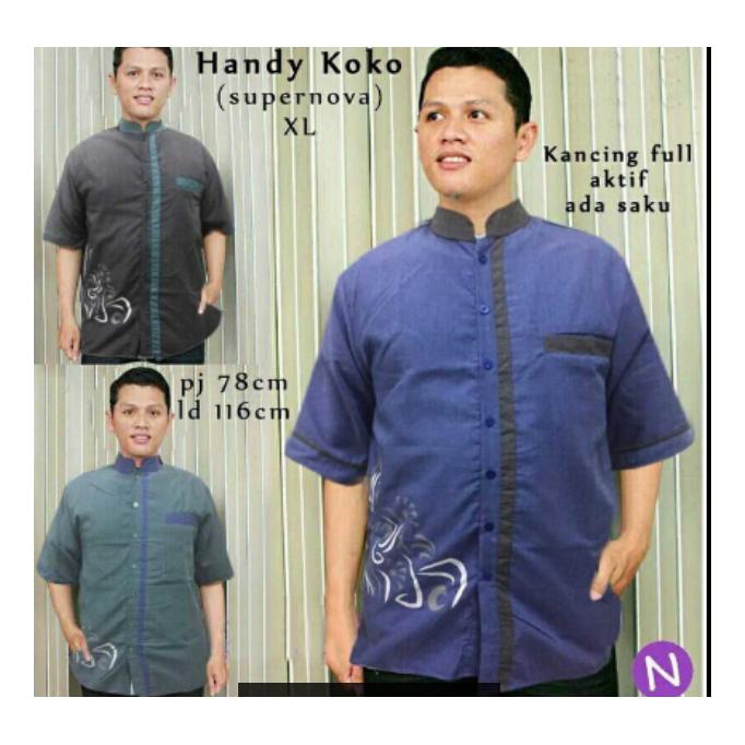 Baju Pakaian Pria Cowok Busana Kemeja Koko Muslim Handy Jumbo XL