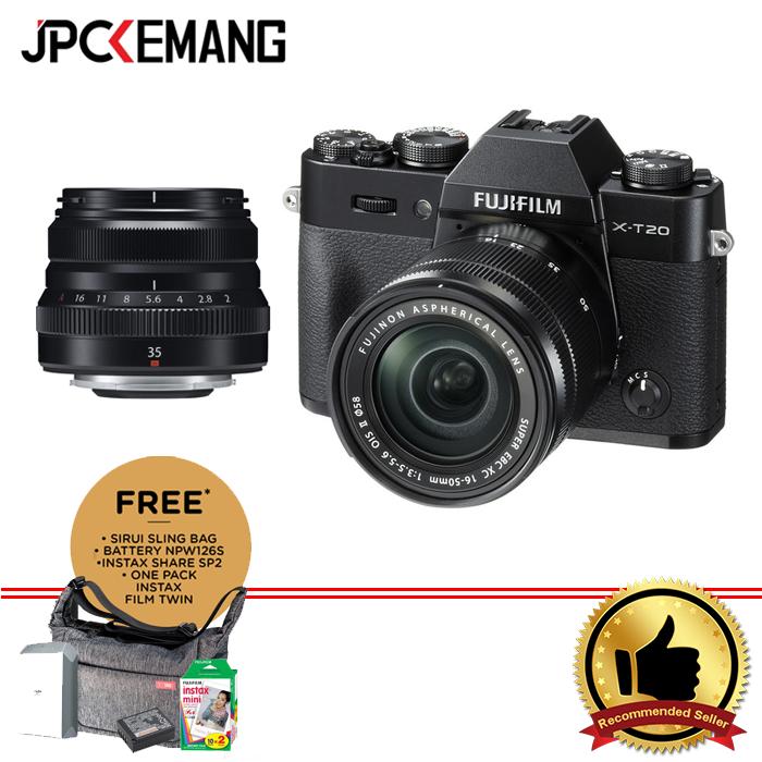 Fujifilm X-T20 kit XC 16-50mm f/3.5-5.6 OIS II WIth XF 35mm F/2R WR FREE Fujifilm Instax SHARE SP-2 + Fujifilm Battery NP-W126S (By Claim) + Sirui Sling Bag (By Claim) + 1pack Paper Film Instax Mini Twin Pack (10X2/PK) (By Claim)