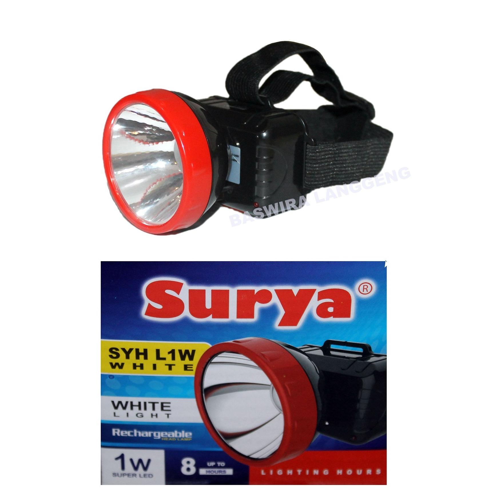 SURYA Lampu Senter Kepala 1W Super Led Recharge SYH L1W PUTIH