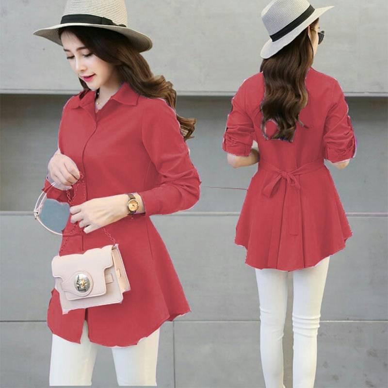 AG Apparel Kemeja Hybie Maroon Import / Kemeja Fashion / Baju Wanita / Blouse Korea /