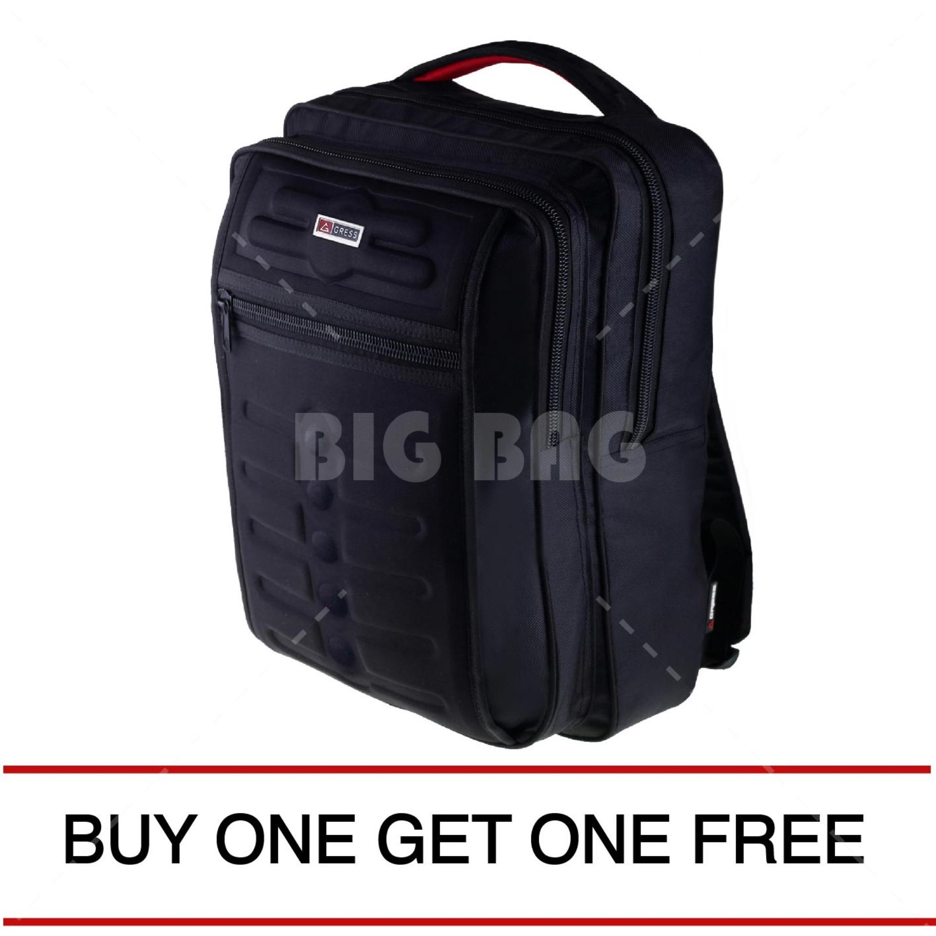 Tas Ransel Gress Emboss Infinity Tas Laptop Backpack - Hitam ( BUY ONE GET ONE ) Tas Pria Tas Sekolah Tas Kerja Dailypack Tas Fashion Pria
