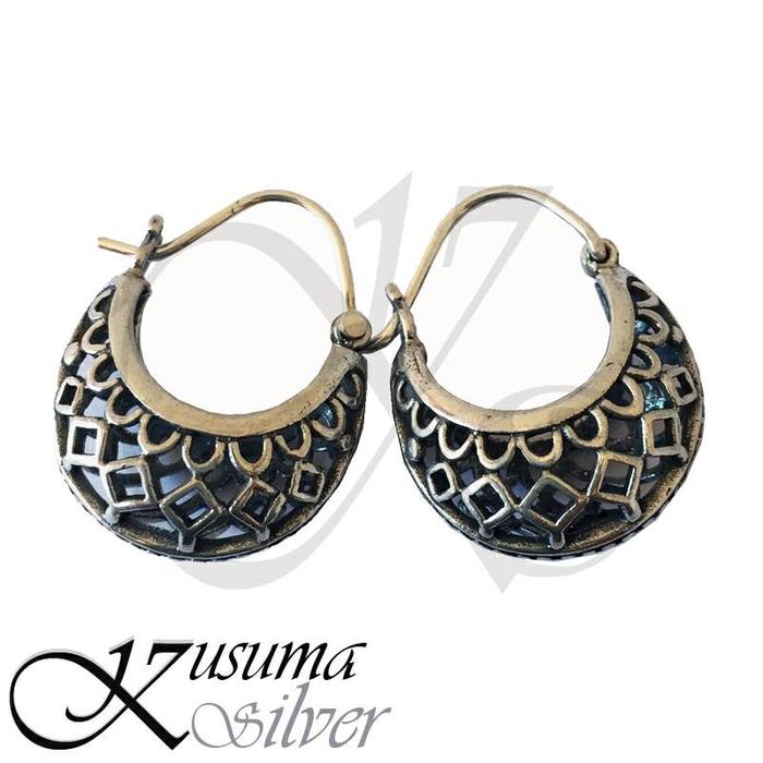 Anting - Earrings Silver Perak Bali Cantel Wajik Lebar Asli 925