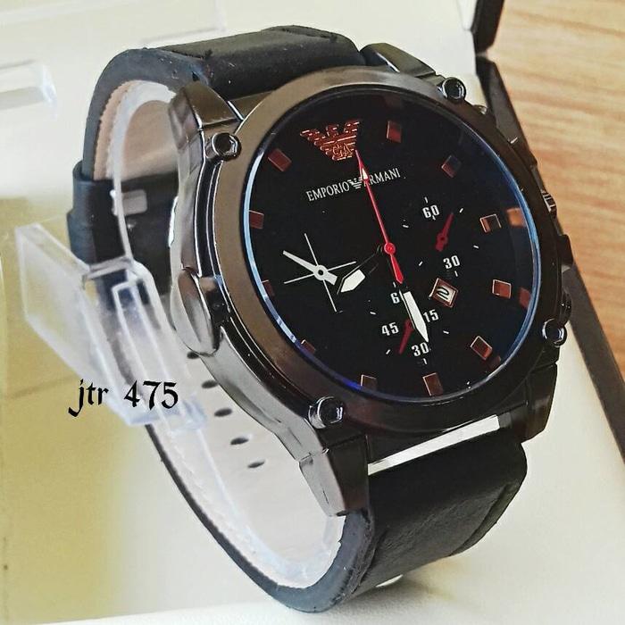 jam tangan emporio armani cowok / jtr 475 hitam
