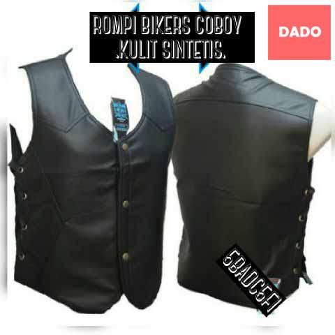 Rompi Motor Pria / Rompi Kulit Sintetis Motor Kancing Black