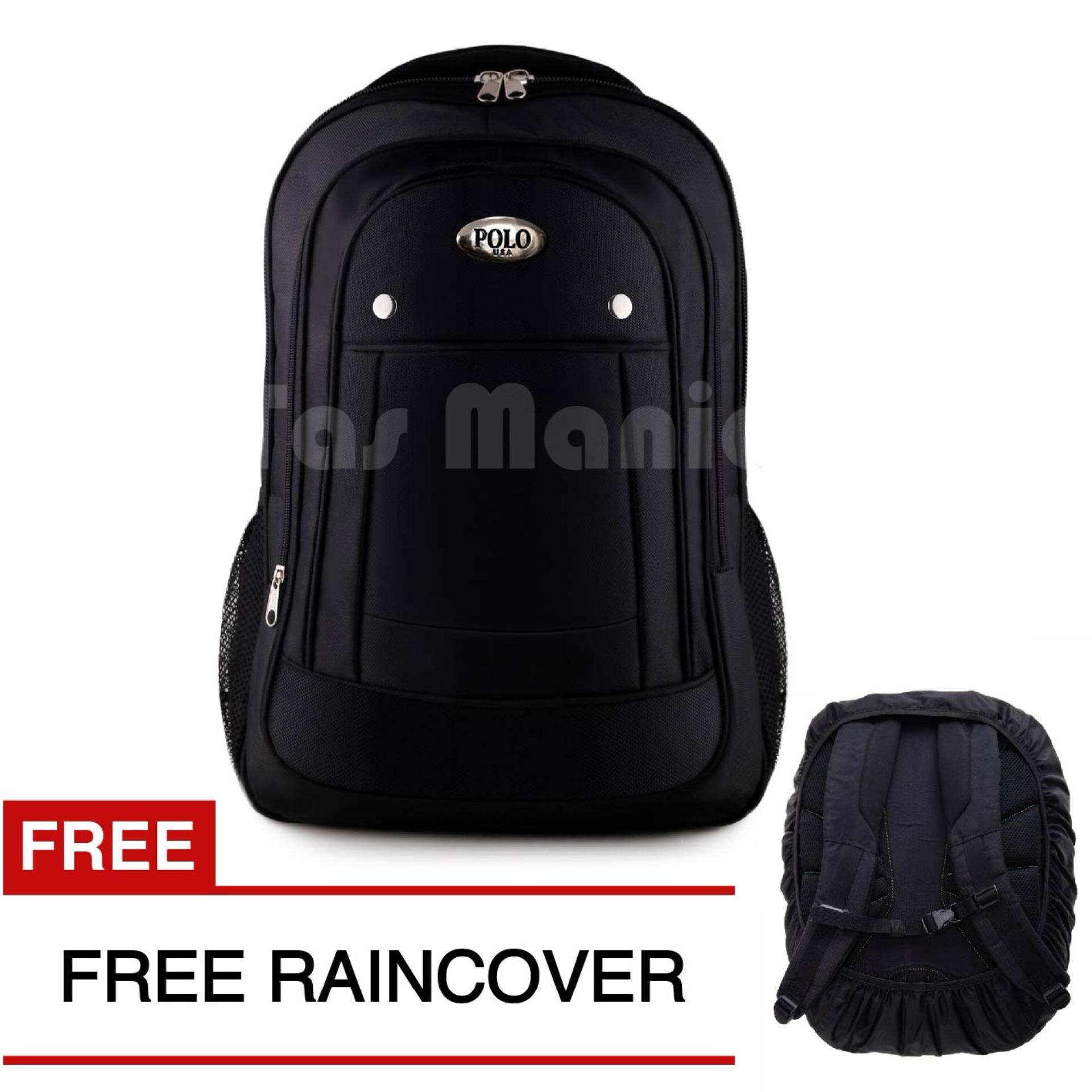 Polo Campus Black Cobra 827 Laptop Backpack + FREE Raincover