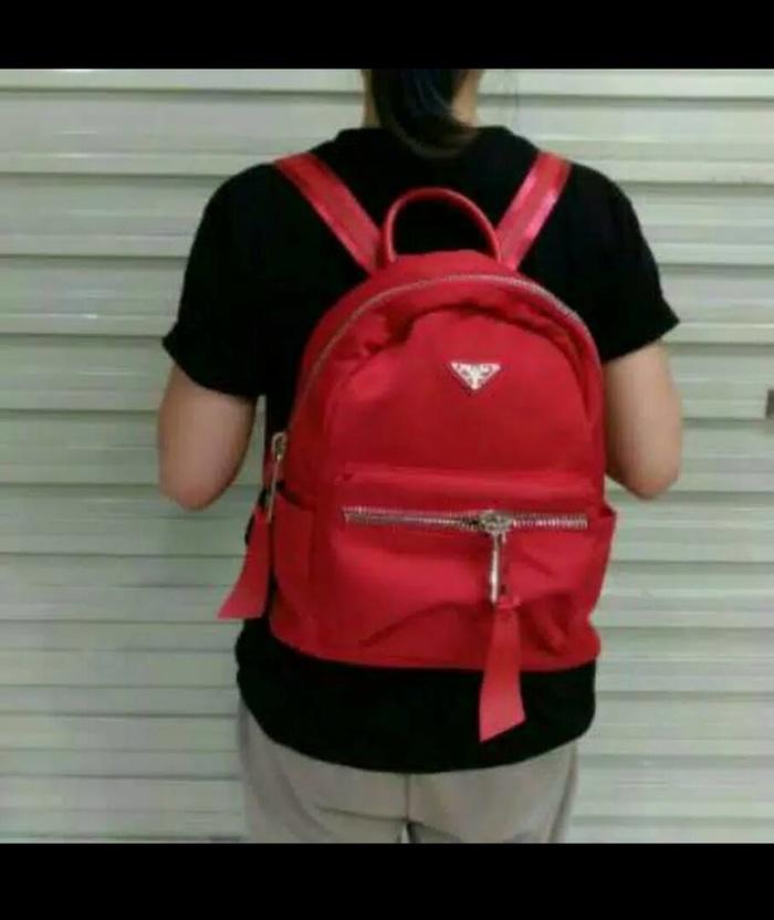 Tas Backpack Branded Wanita Cantik Berkelas Tas Ransel Fashion Import Prada Nylon