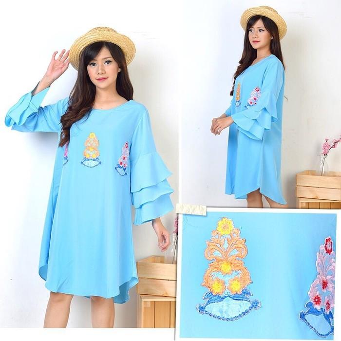 Promo Tunik Sephia Biru Muda SW Tunik Wanita Wolly Crepe Biru Muda Berkualitas