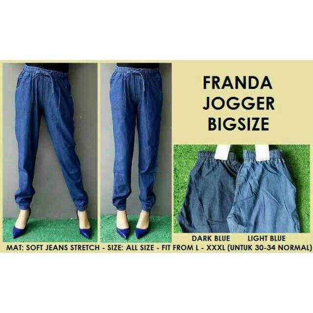 Celana Jogger/Joger Jeans Bahan Katun Ukuran Besar Jumbo Cewe Wanita - Eji34r