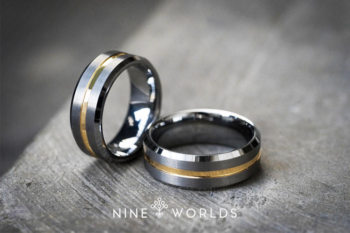 NEW Promo Perhiasan Nine Worlds Ring cincin TUNGSTEN CERAMIC 18K CARBON LUME Pria Wanita Murah