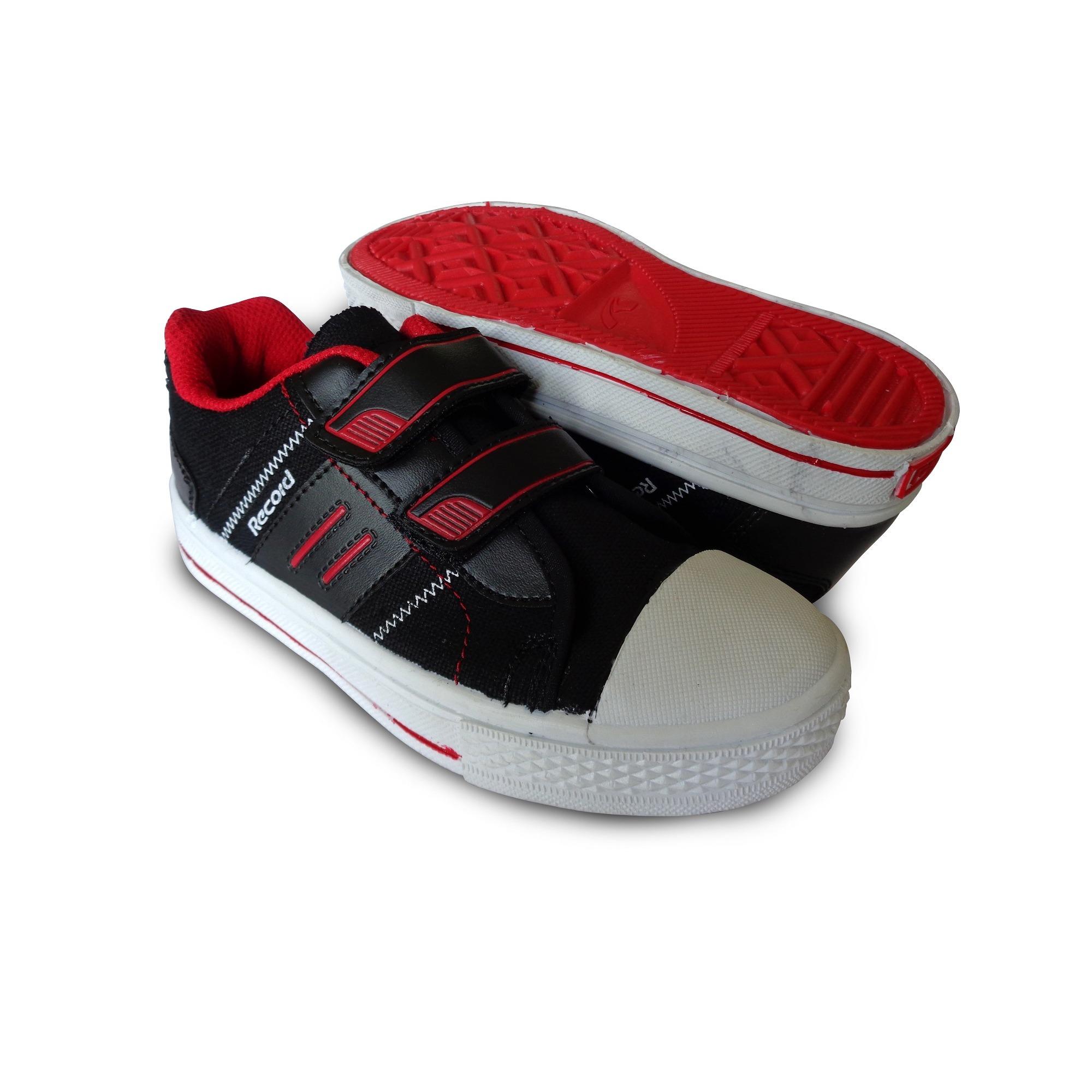 Record Shoes Booster Black Black Red Sepatu Sneaker