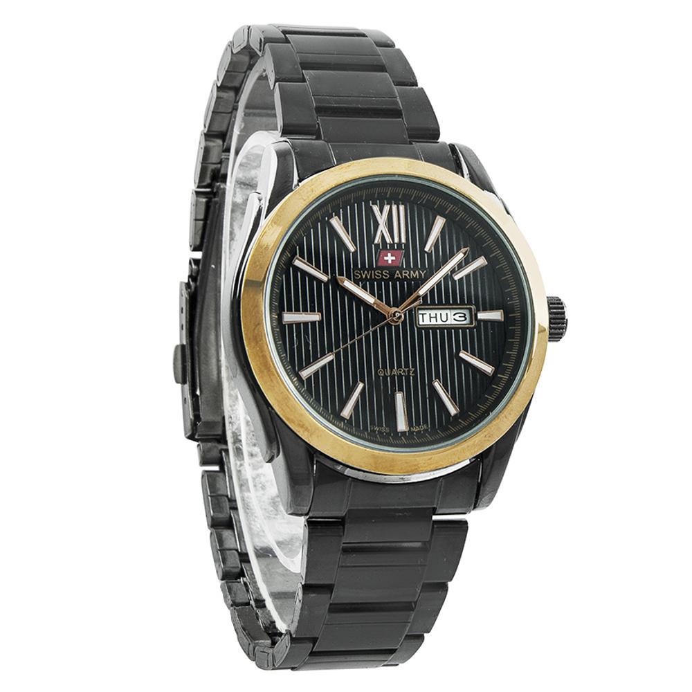 Spesifikasi dari Swiss Army Jam Tangan Elegan - Jam Tangan Pria - Jam Tangan Stainless Hitam - Bezel Gold - SA 4100 / 5192
