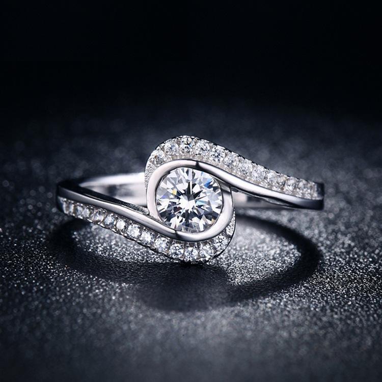 NEW Promo Perhiasan Cincin Berlian Imitasi Lapis Perak Silver Perhiasan Wanita BR007 Murah