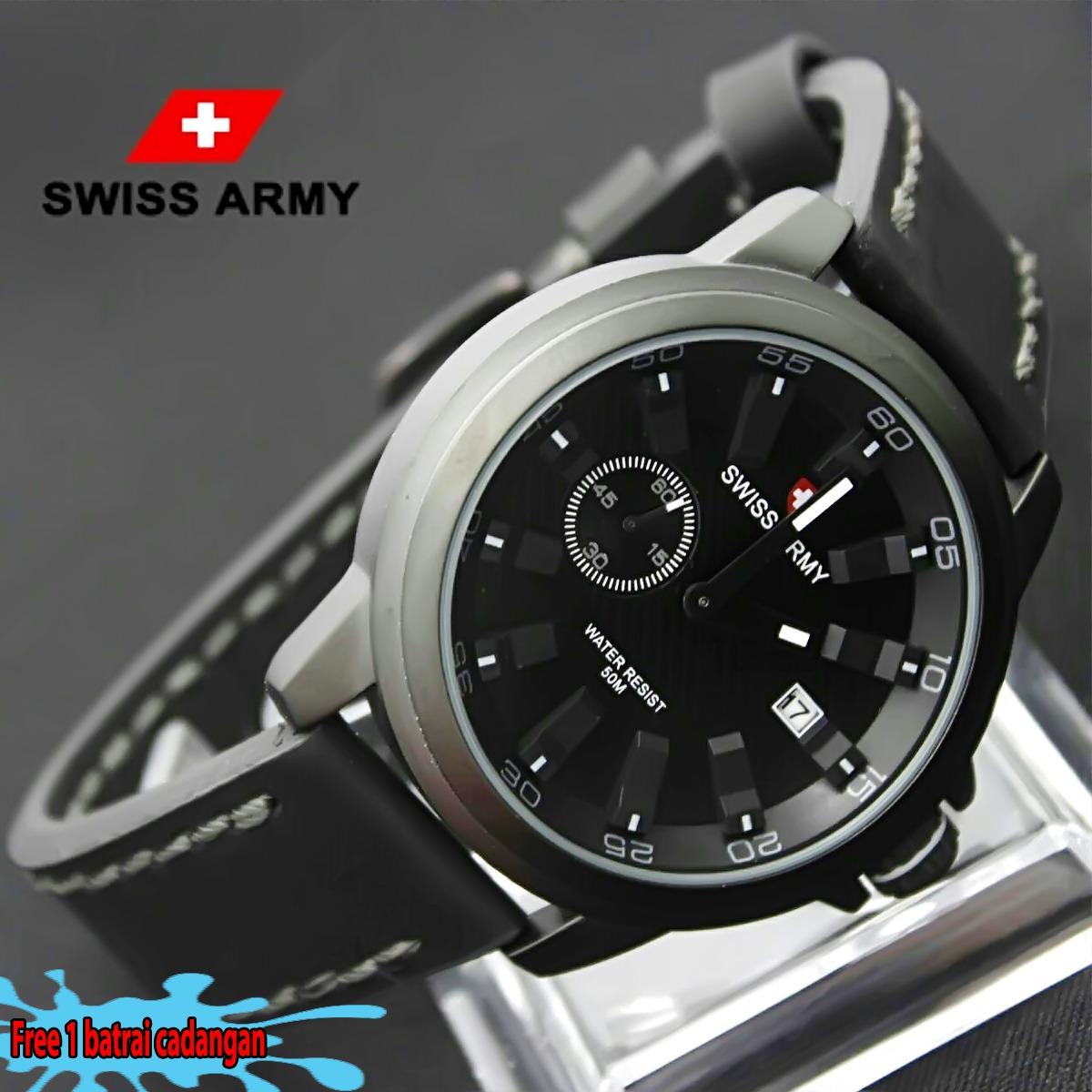 Swiss army - Jam tangan Pria - Formal/casual - Strap Kulit - Detik samping