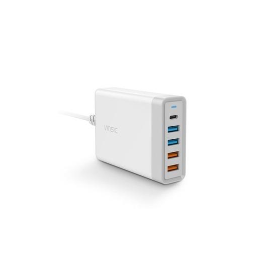 VINSIC VSCW506, 5 Ports Smart Charger, Dual QC3.0 USB TYPE C CHARGER