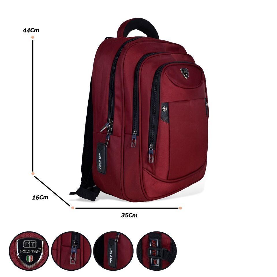 Polo TOP Tas Ransel Laptop Tahan Air 5902 - ZV Backpack Up to 15 inch Bonus Bag Cover - Merah