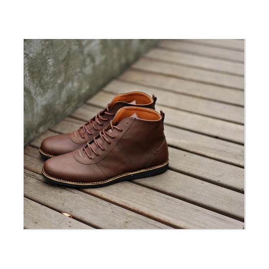 Sepatu Boots Chukka Kulit Casual Pria Murah - Footstep Alpha Coklat