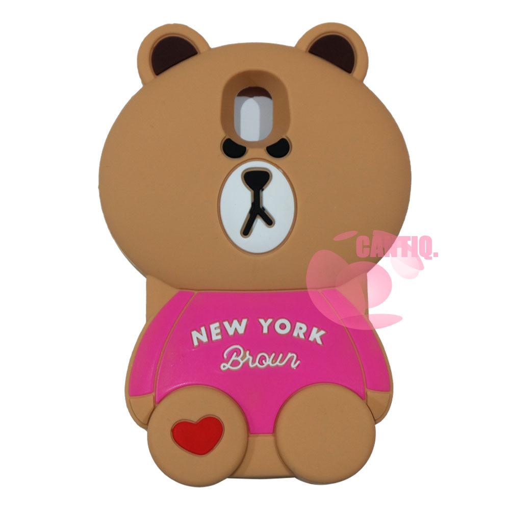 Icantiq Case 3D Samsung Galaxy J5 Pro Silicone 3D Brown Bear Clothes Overall Design New York / Case Boneka Baju Beruang / Casing Samsung Boneka Unik / Casing Samsung J5 Pro / Silikon Samsung J5 Pro - Bear Brown Line New York