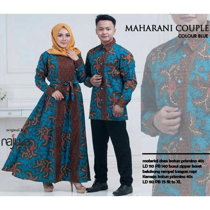 Busana Muslim Couple Pesta Maharani - Gamis Batik Sarimbit Pasangan