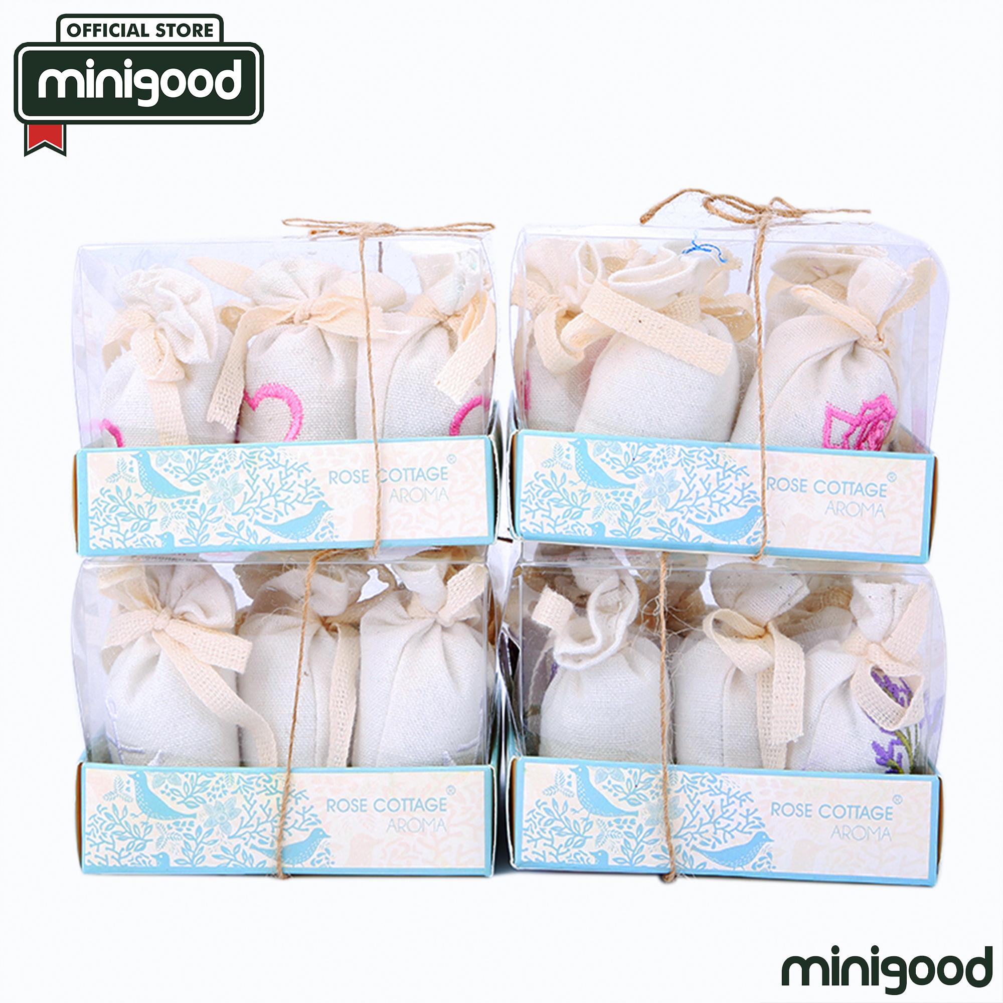 minigood TERBARU pengharum ruangan sachet wangi bunga segar tahan lama desain tas rajut 6Bags