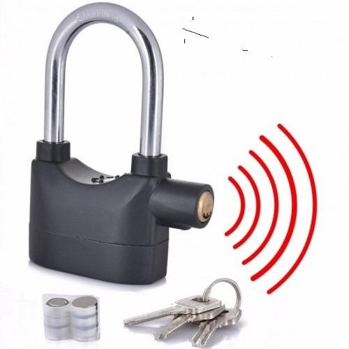 Kunci Gembok Alarm Super Kuat - Lock Kunci Pengaman Rumah Pagar Ring Panjang + Free Baterai Cadangan