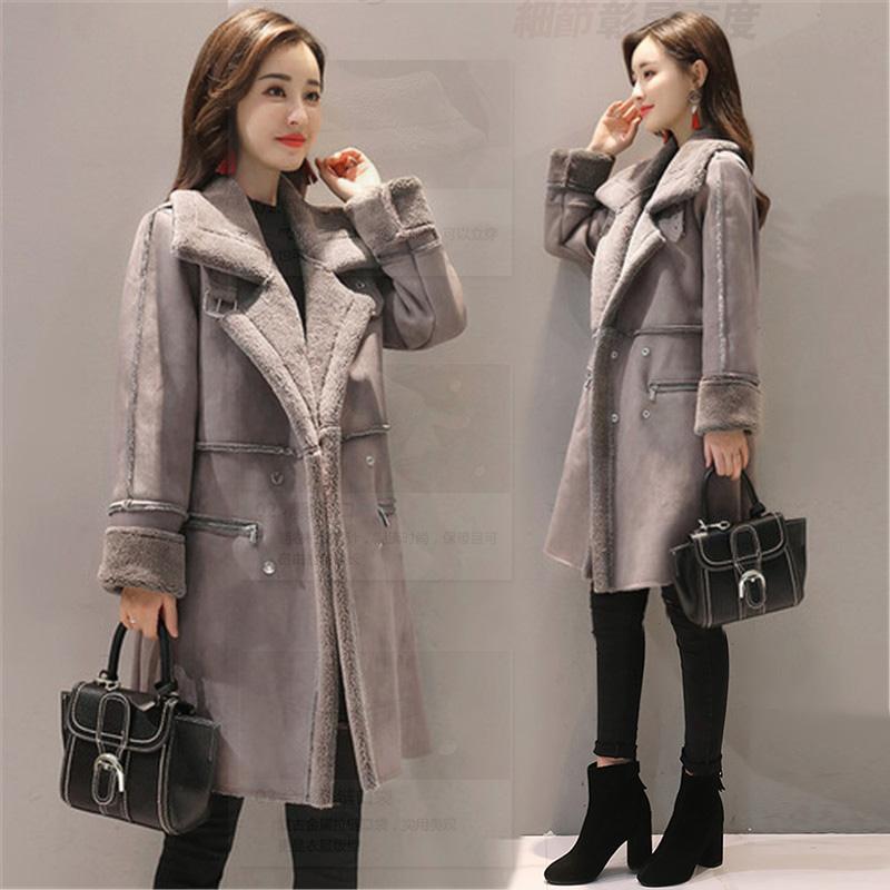 Baju katun wanita 2018 musim dingin model baru model setengah panjang Lebih tebal Penghangat domba Jaket